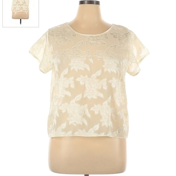 Vintage Other - Vintage Tiffany's Closet Silky Sheer Floral Applique Women's 1X Lingerie Top EUC